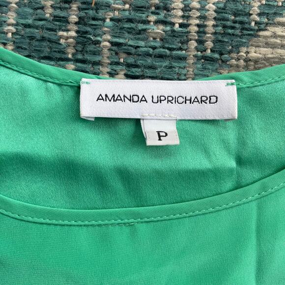 Amanda Uprichard Color Block Shift Dress Green‎ Navy Blue 3/4 Sleeve - Size P - Picture 4 of 7